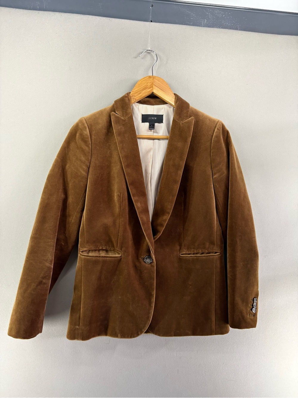 J.Crew Parke Velvet Blazer Sz 2 Golden Brandy Gold Brown